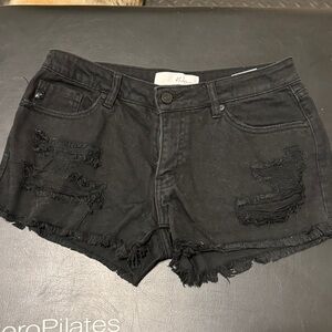 Women’s Black Distressed Denim Shorts